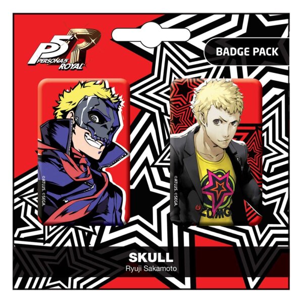 Persona 5 Royal Ansteck-Buttons Doppelpack Skull / Ryui Sakamoto