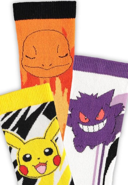 Pokemon Socken 3er-Pack Pikachu, Charmander, Gengar 39-42