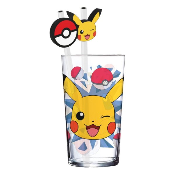 Pokemon Glas Tumbler mit Trinkhalmen Pikachu