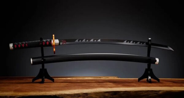 Demon Slayer Proplica Replik 1/1 Nichirin Schwert (Tanjiro Kamado) Kyojuro Rengokus Sword Gueard Ver. 88 cm