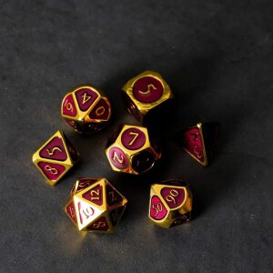 FanRoll Würfel Set Gold with Purple Enamel (7)