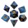 FanRoll Mini Würfel Set Blue/Light Blue with Gold Numbers (7)