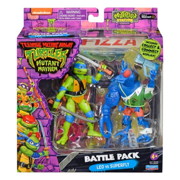 Teenage Mutant Ninja Turtles Actionfiguren Leonardo vs. Super Fly 11 cm