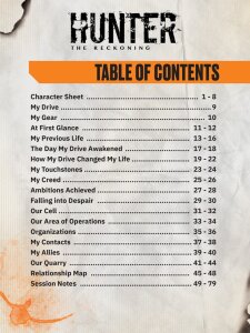 Hunter: The Reckoning 5th Edition RPG Journal Expanded...