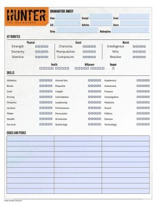 Hunter: The Reckoning 5th Edition RPG Journal Expanded Character Sheet Journal *EN*