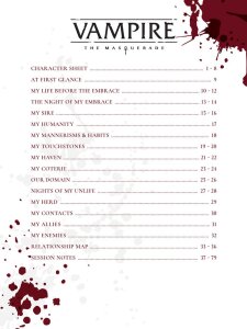 Vampire: The Masquerade 5th Edition RPG Journal Expanded Character Sheet Journal *EN*