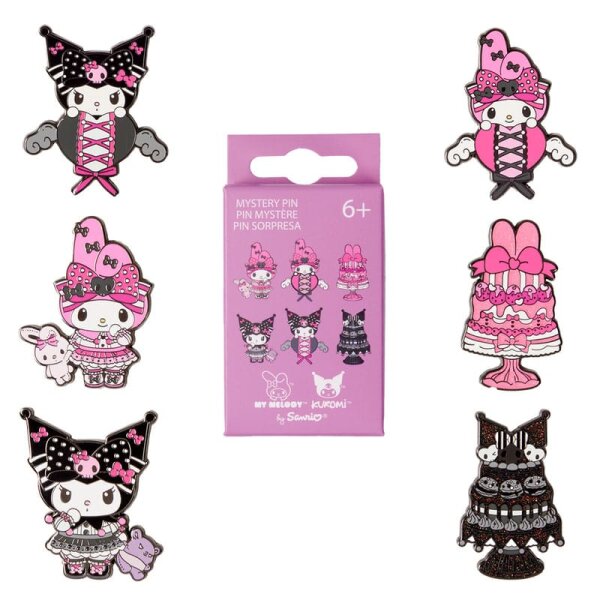 Sanrio by Loungefly Ansteck-Pins Blind Box My Melody and Kuromi Pink and Black Sortiment (12)