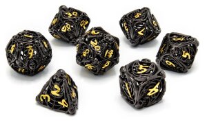 CritStones Hollow Metal Würfel Set Soulreaper Gold (7)
