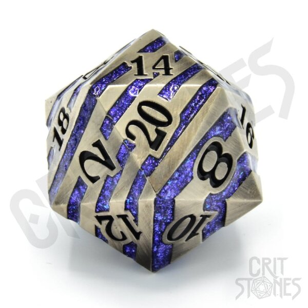 CritStones Metal Würfel D20 Engraved Elder 3 cm