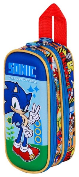 Sonic - The Hedgehog 3D Double Federmäppchen SEGA Unstoppable Blue