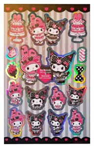 Sanrio Pink Black Party Series Sticker Pack Kuromi &...
