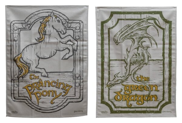 Herr der Ringe Geschirrtuch 2er Pack Green Dragon & Prancing Pony 69 cm