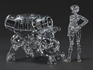 Ghost in the Shell PLAMAX minimum factory Plastic Model Kit Motoko Kusanagi mit Fuchikoma: Thermoptic Camouflage Ver. 8 cm