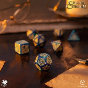 Call of Cthulhu 7th Edition 7er-Würfelset Blue-green & Gold