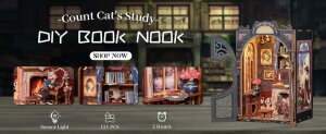 Book Nook Count Cat´s Study 17 x 12 cm