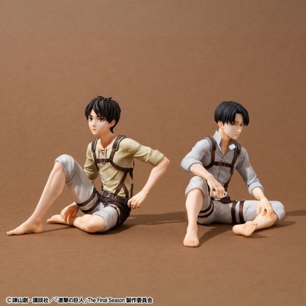 Attack on Titan G.E.M. Series PVC Figuren 2er-Pack Eren Yeager & Squad Captain Levi Palm Size