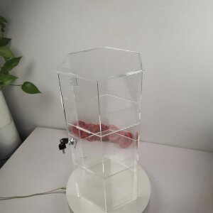 Evoretro 3-stufiger abschließbarer sechseckiger Acryl-Displayturm