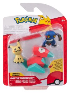 Pokemon Battle Figure Actionfiguren 3er-Pack Mimigma, Porygon & Glibunkel