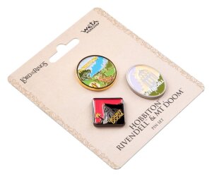 Herr der Ringe Trilogie Pin-Set Hobbiton, Rivendell & Mount Doom