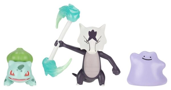 Pokemon Battle Figure Set Actionfiguren Bisasam, Ditto & Alola-Knogga (3er-Pack)