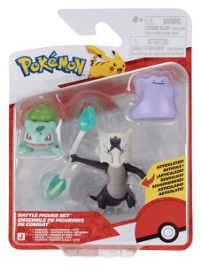 Pokemon Battle Figure Set Actionfiguren Bisasam, Ditto & Alola-Knogga (3er-Pack)