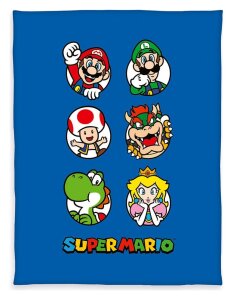 Super Mario Fleecedecke blue 150 x 290 cm
